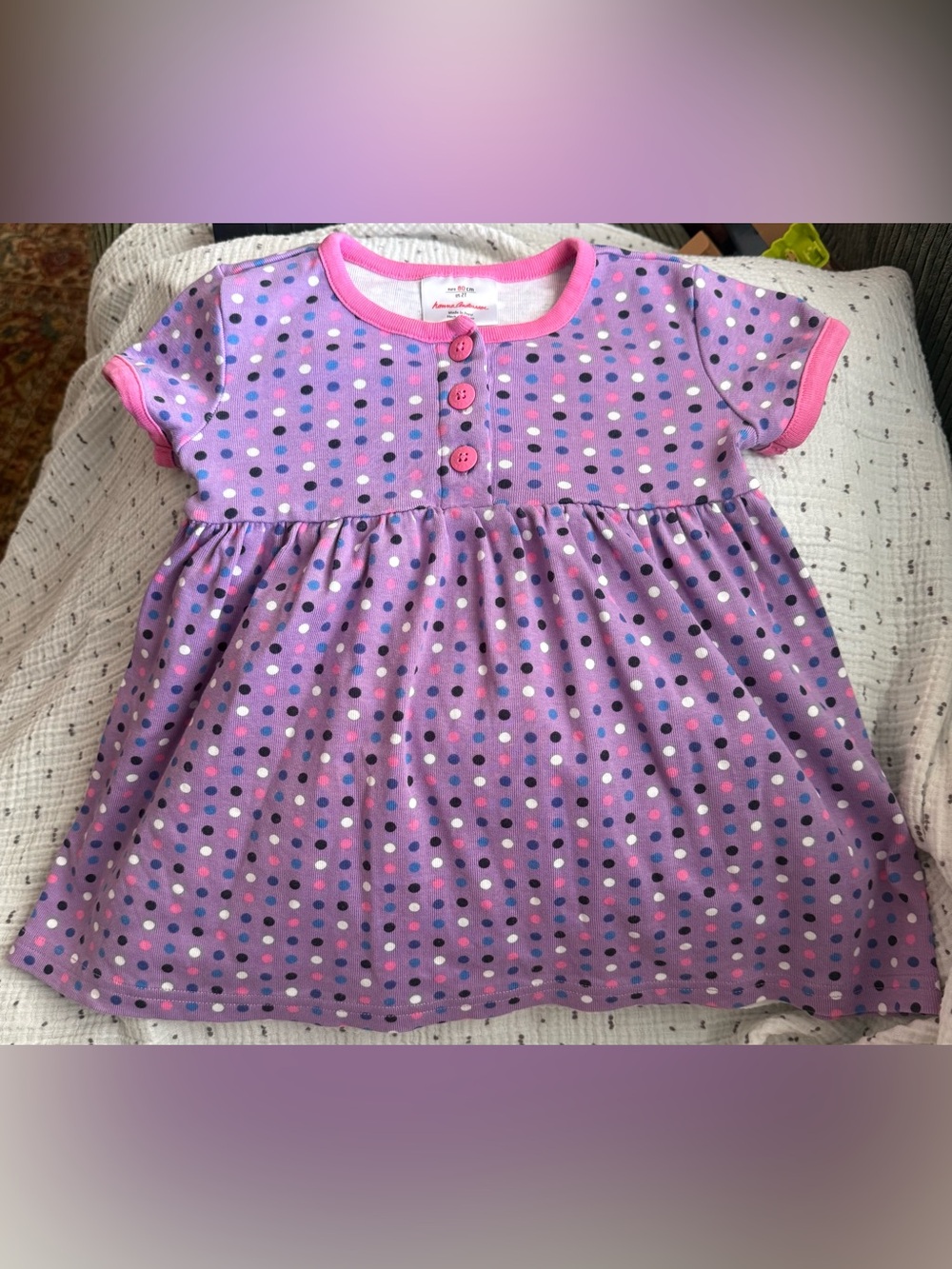 Hanna Andersson Purple Polka Dress/Tunic with Pink Trim